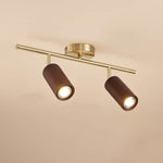 Elegant Walnut Wood Spotlight | Modern Semi-Recessed Ceiling Light with Adjustable LED 9