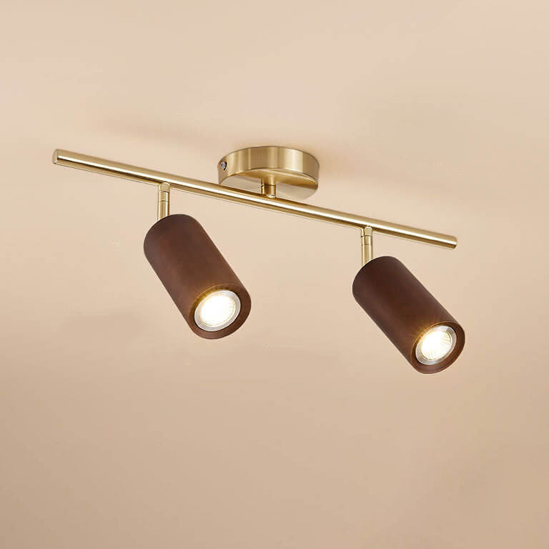 Elegant Walnut Wood Spotlight | Modern Semi-Recessed Ceiling Light with Adjustable LED 9