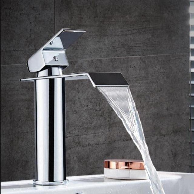 Elegant Waterfall Bathroom Faucet Mixer Tap with Durable Brass Construction | Luxurious Design for Modern Bathrooms 0