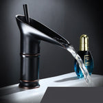 Elegant Waterfall Bathroom Faucet with Antique Brass Finish | Smooth Cascading Flow for Luxurious Sinks 14