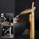 Elegant Waterfall Bathroom Faucet with Antique Brass Finish | Smooth Cascading Flow for Luxurious Sinks 5