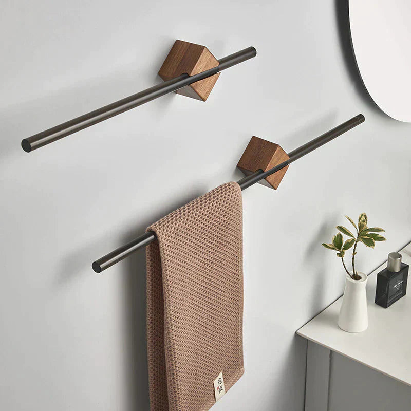 Elegant Wood Towel Holder | Minimalist Wall-Mounted Design for Organized Storage 0