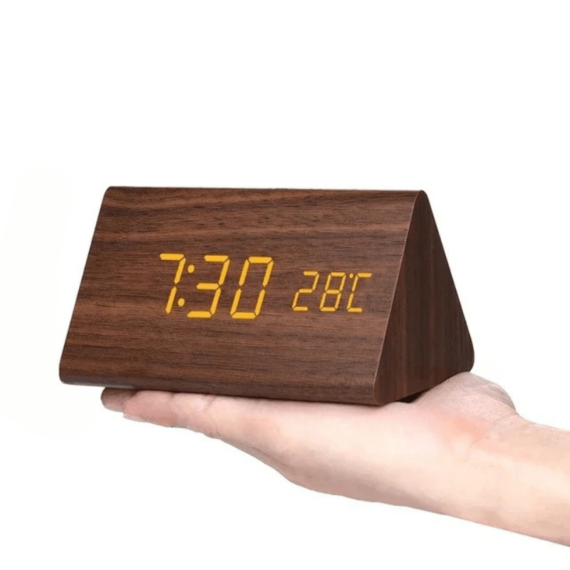 Elegant Wood | Wooden Digital Clock with Voice Control & Adjustable Brightness | Multifunctional Time Display for Home Decor 0