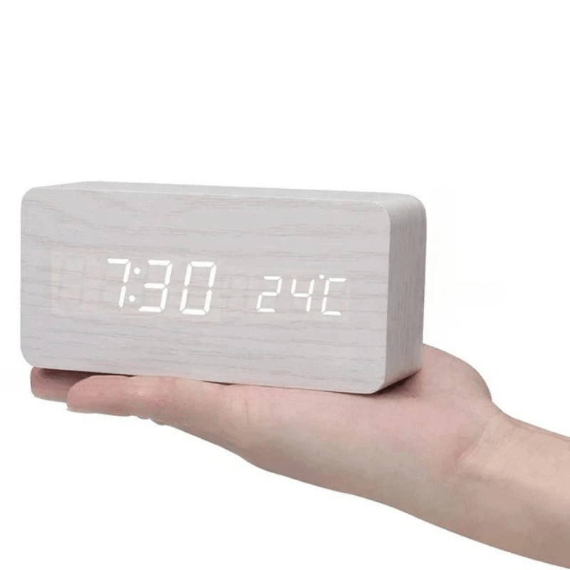 Elegant Wood | Wooden Digital Clock with Voice Control & Adjustable Brightness | Multifunctional Time Display for Home Decor 12