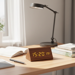 Elegant Wood | Wooden Digital Clock with Voice Control & Adjustable Brightness | Multifunctional Time Display for Home Decor 2