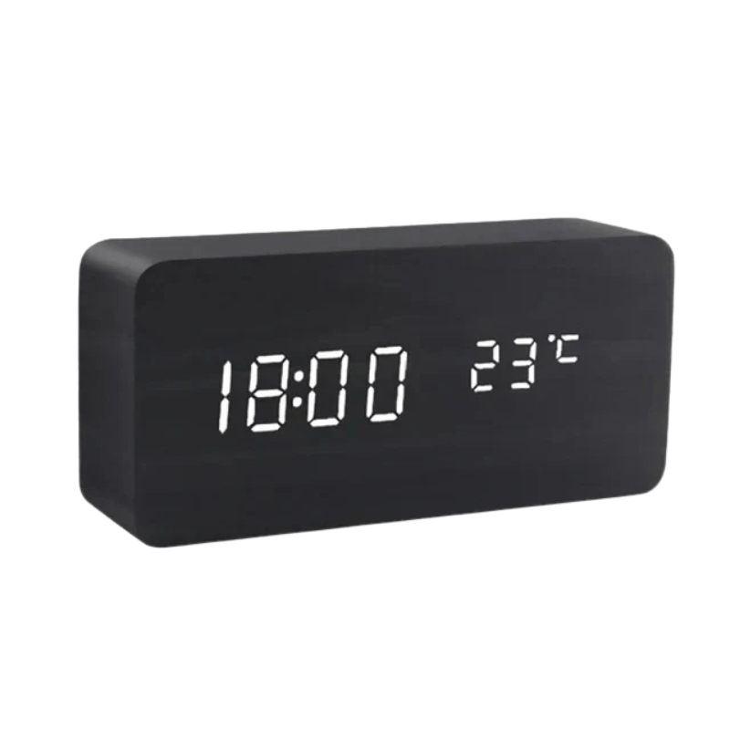 Elegant Wood | Wooden Digital Clock with Voice Control & Adjustable Brightness | Multifunctional Time Display for Home Decor 8
