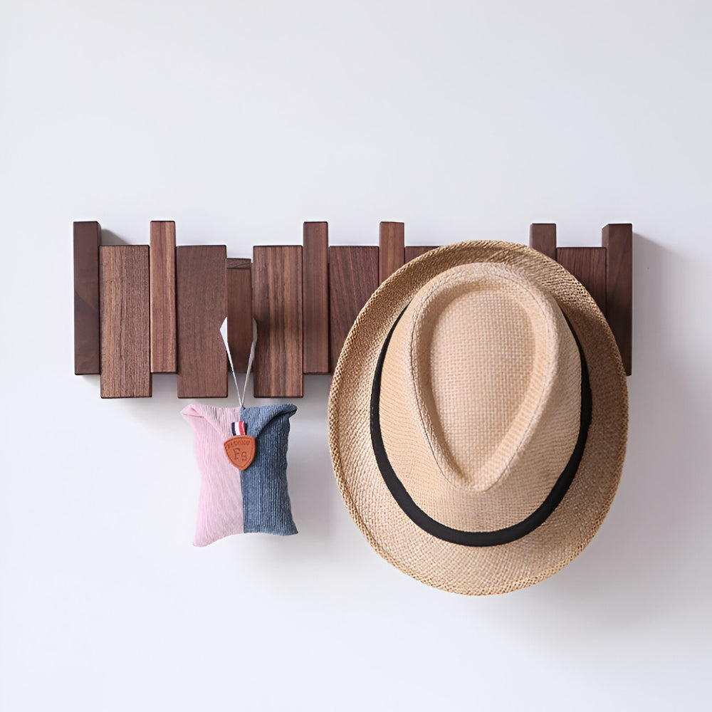 Elegant Wooden Coat Rack with Folding Piano Design | Space-Saving Organizer for Coats and Bags 4