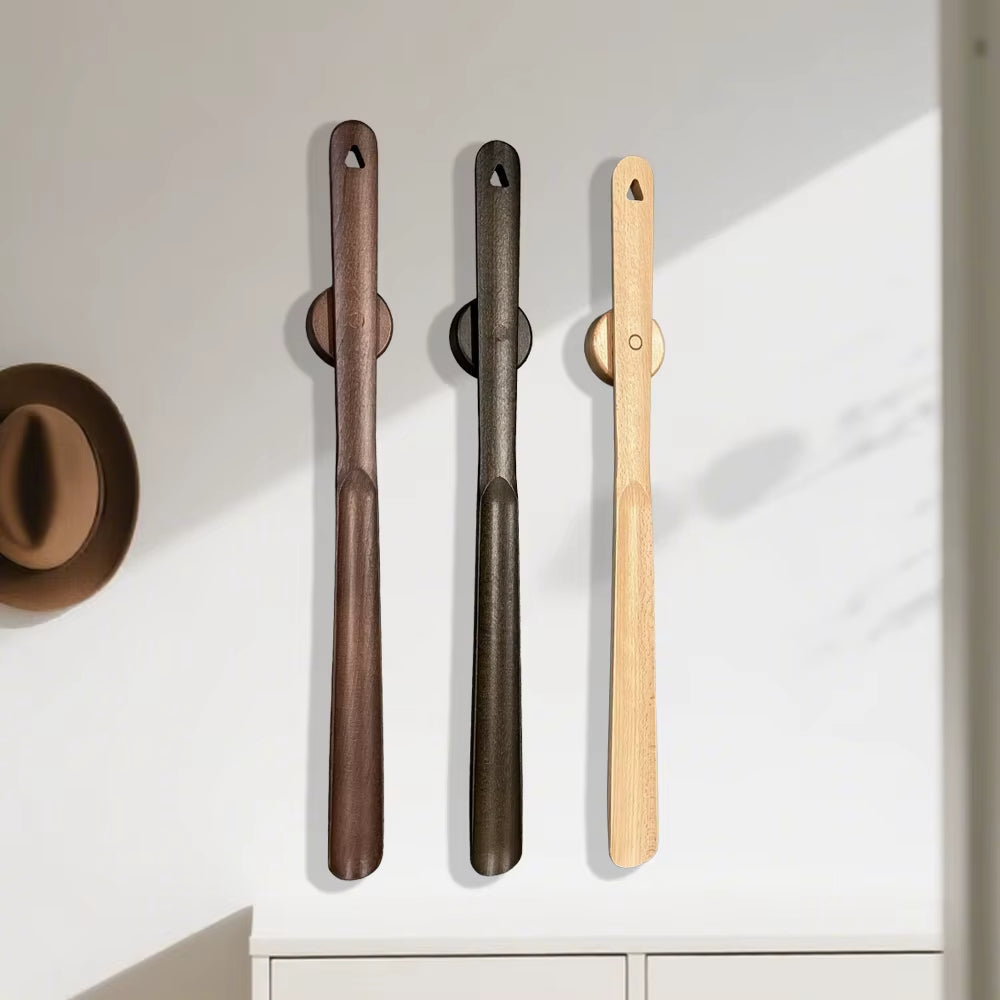 Elegant Wooden Long Shoehorn with Magnetic Wall Mount for Easy Use 0