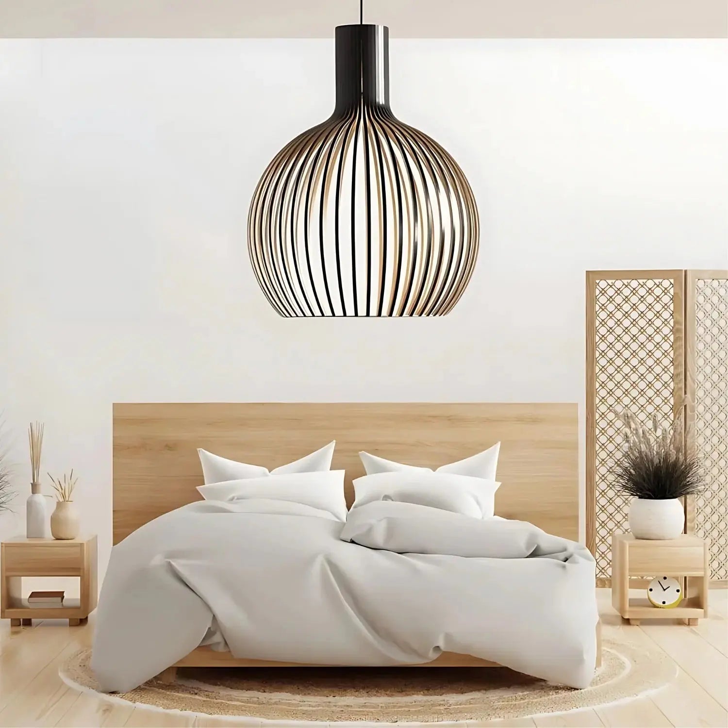 Elegant Wooden Pendant Lamp | Scandinavian Open Design with Warm Ambient Lighting 6