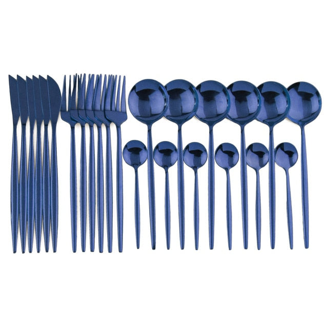 Elegant | 24-Piece Cutlery Set with Smooth Handles | Stainless Steel Silverware for Everyday and Special Occasions 14