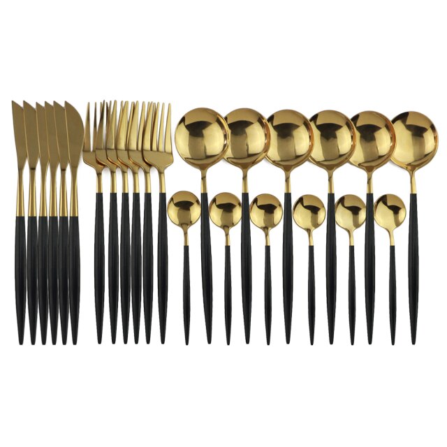 Elegant | 24-Piece Cutlery Set with Smooth Handles | Stainless Steel Silverware for Everyday and Special Occasions 16