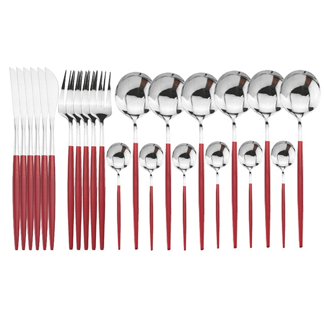 Elegant | 24-Piece Cutlery Set with Smooth Handles | Stainless Steel Silverware for Everyday and Special Occasions 18