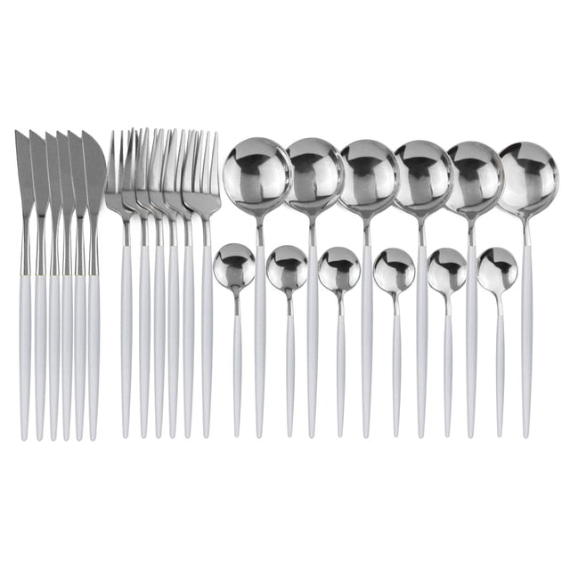 Elegant | 24-Piece Cutlery Set with Smooth Handles | Stainless Steel Silverware for Everyday and Special Occasions 5