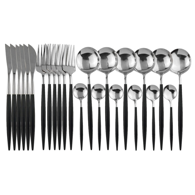 Elegant | 24-Piece Cutlery Set with Smooth Handles | Stainless Steel Silverware for Everyday and Special Occasions 7