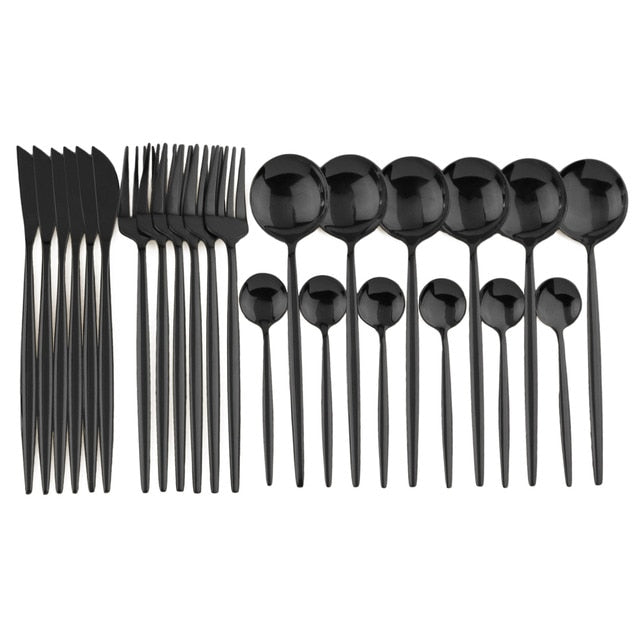 Elegant | 24-Piece Cutlery Set with Smooth Handles | Stainless Steel Silverware for Everyday and Special Occasions 8
