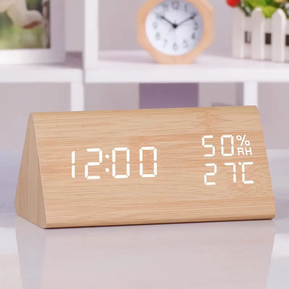 Elora Wooden LED Alarm Clock with HD Display & Adjustable Brightness | Modern Design for Smart Functionality 11