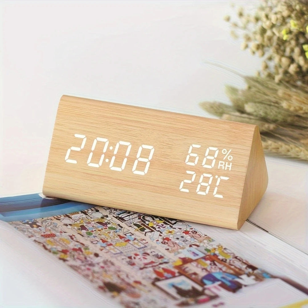 Elora Wooden LED Alarm Clock with HD Display & Adjustable Brightness | Modern Design for Smart Functionality 4