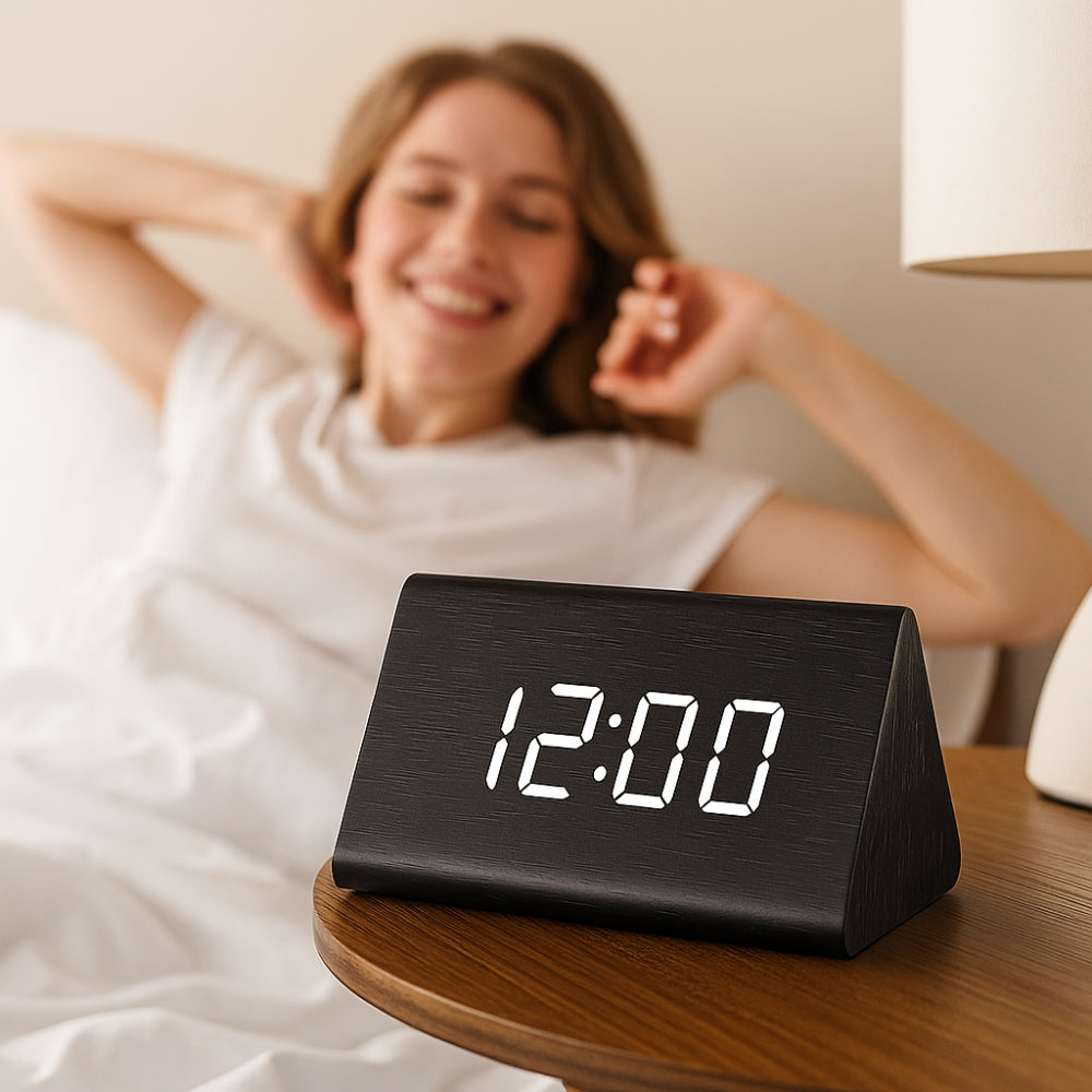Elora Wooden LED Alarm Clock with HD Display & Adjustable Brightness | Modern Design for Smart Functionality 5