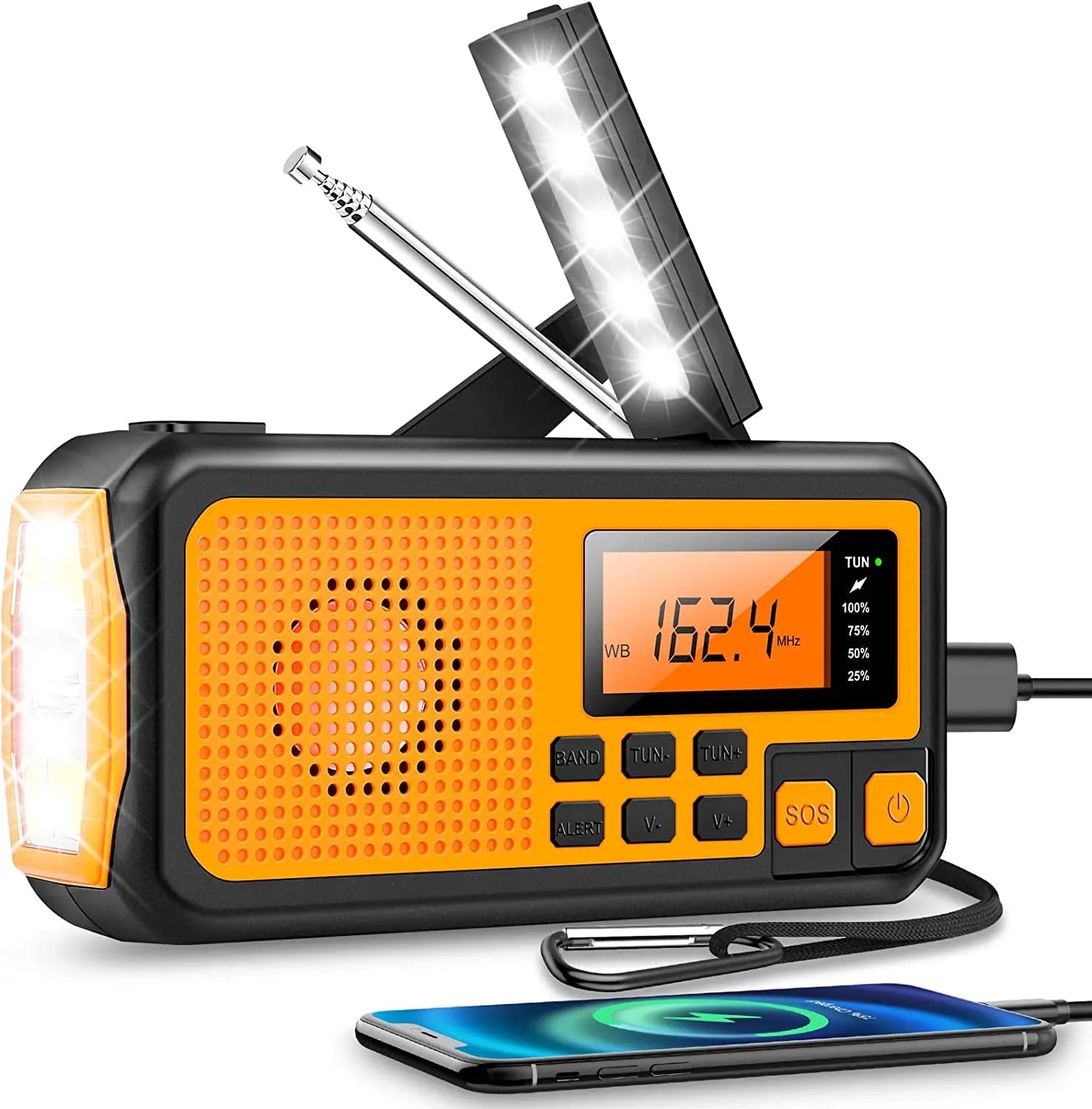 Emergency Radio | Portable Dynamo Radio with Solar Power & LED Flashlight | Essential Safety Tool for Outdoor Activities 0