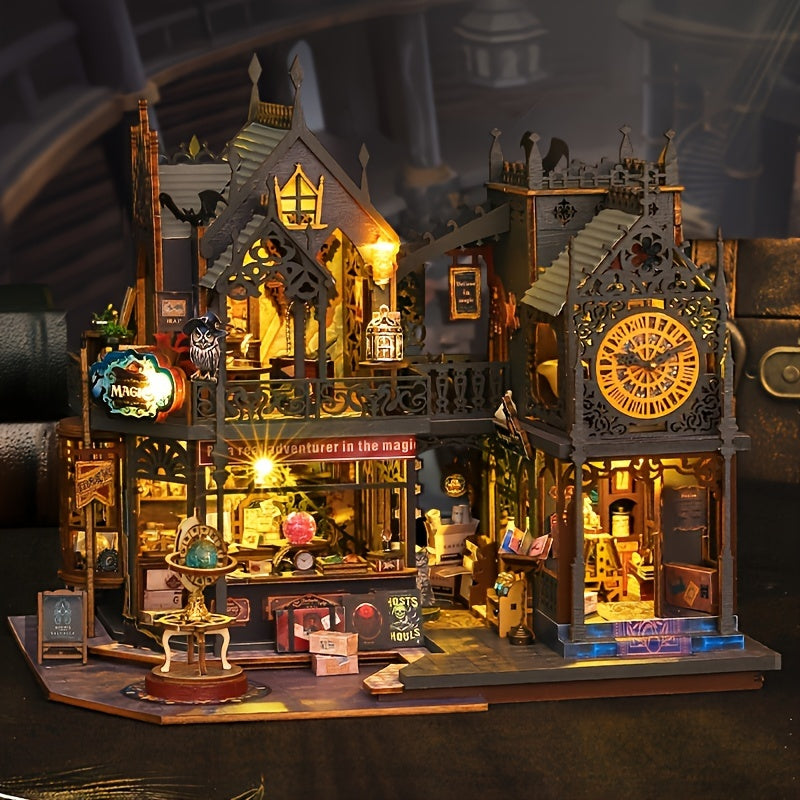 Enchanting 3D Wooden Puzzle Book House with LED Lighting | Unique Decorative Piece for Book Lovers 5