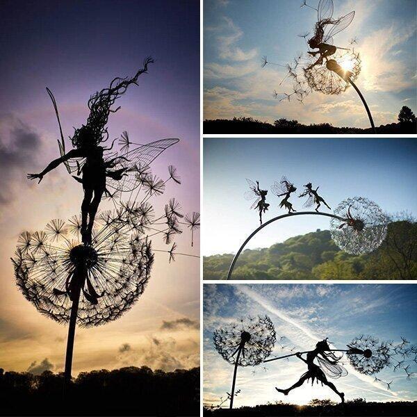 Enchanting Garden Fairies | Metal Dandelion Decorations with Magical Design | Whimsical Touch for Outdoor Spaces 11