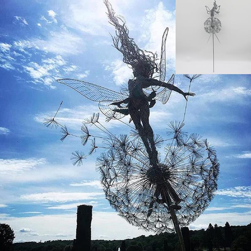 Enchanting Garden Sculpture | Fairy and Dandelion Dance Decoration with Durable Metal Design | Magical Outdoor Art for Your Landscape 10