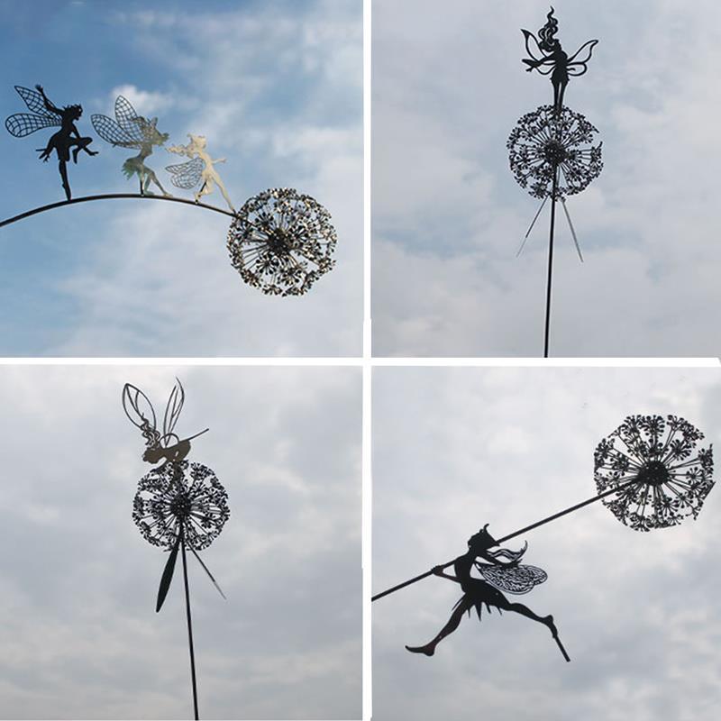 Enchanting Garden Sculpture | Fairy and Dandelion Dance Decoration with Durable Metal Design | Magical Outdoor Art for Your Landscape 6