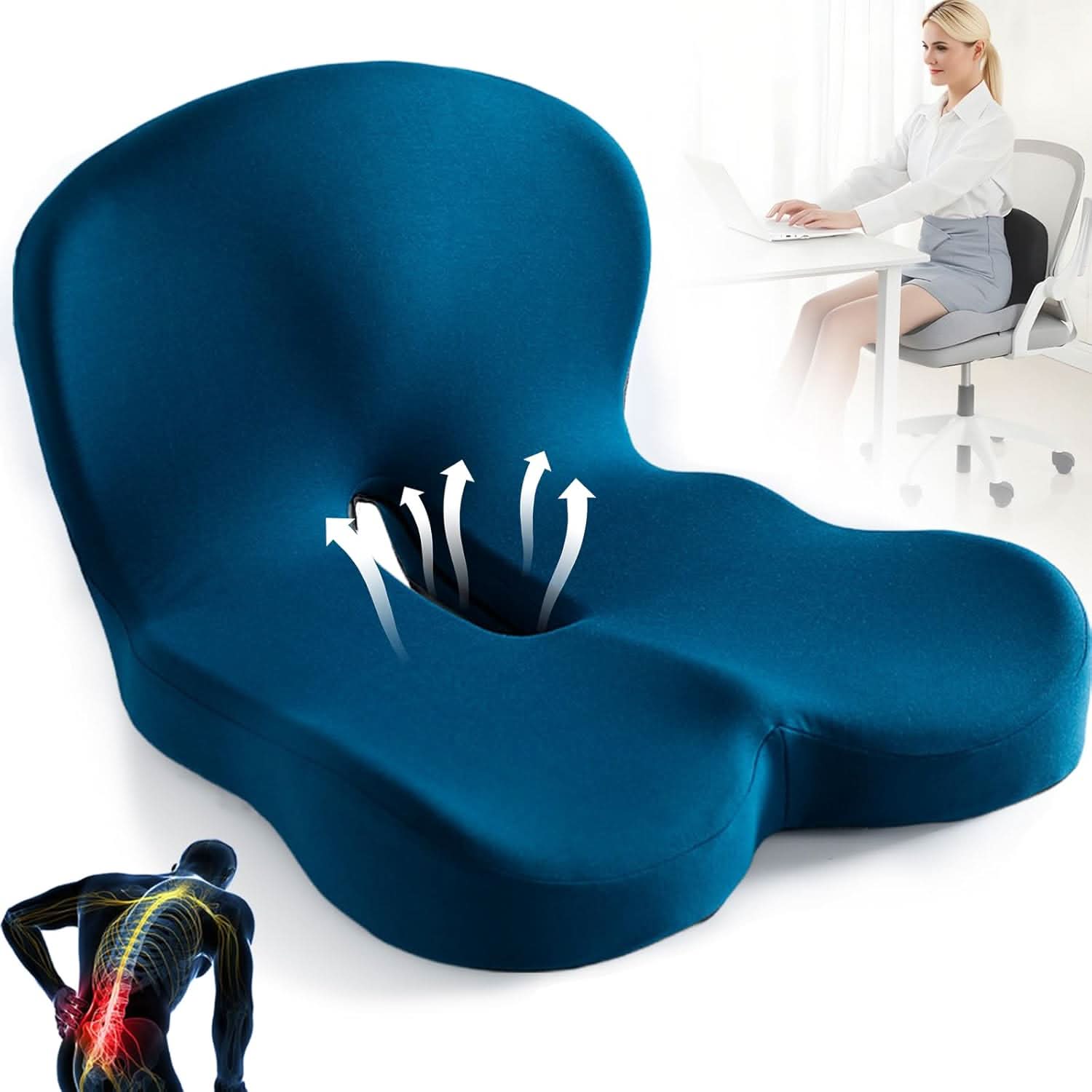 Ergonomic Seat Cushion with Lumbar Support for Enhanced Comfort | Ideal for Office, Travel, and Driving 0