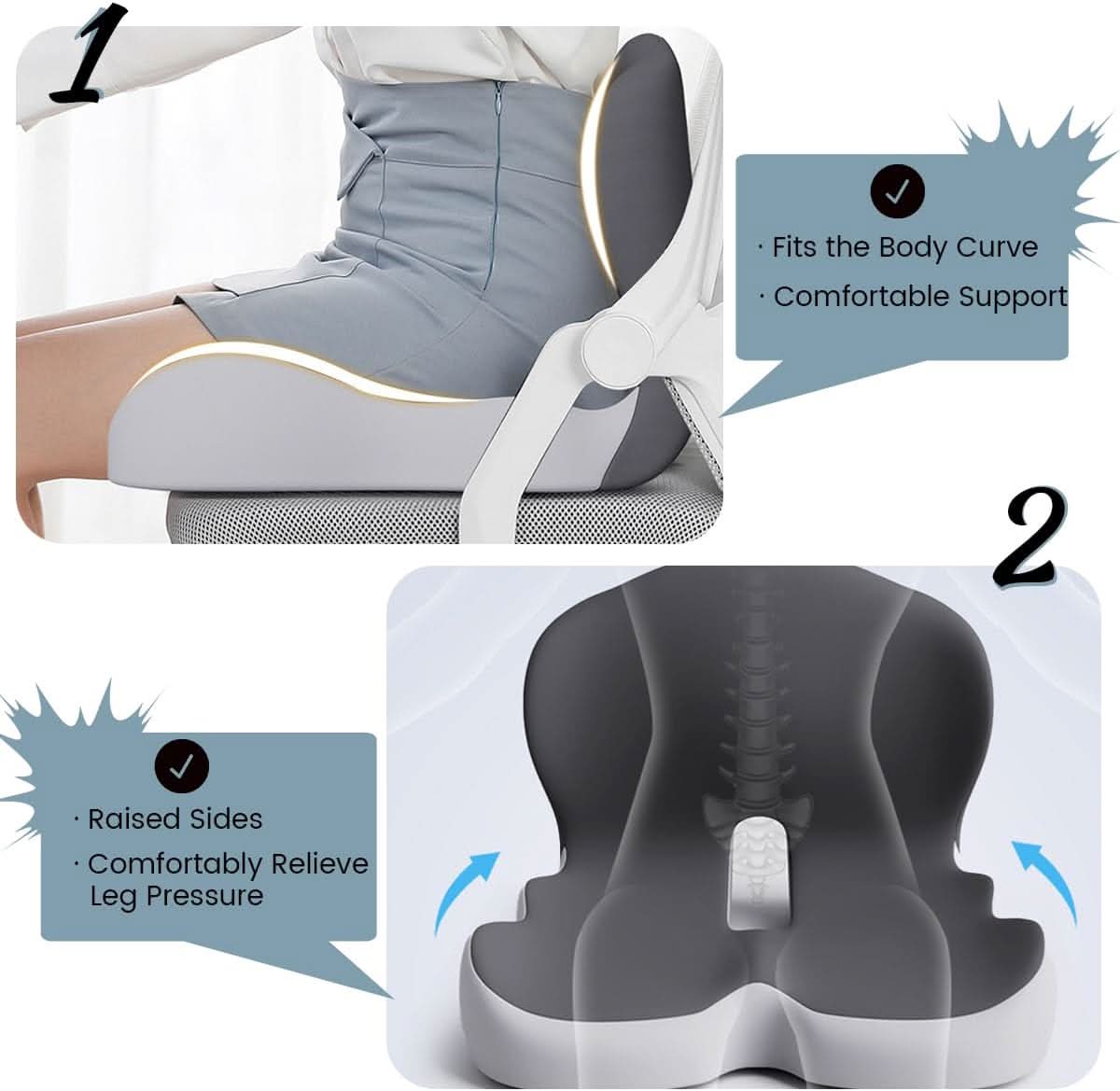 Ergonomic Seat Cushion with Lumbar Support for Enhanced Comfort | Ideal for Office, Travel, and Driving 4