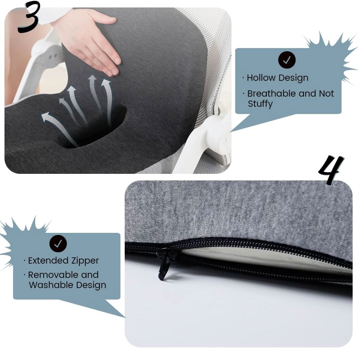 Ergonomic Seat Cushion with Lumbar Support for Enhanced Comfort | Ideal for Office, Travel, and Driving 5