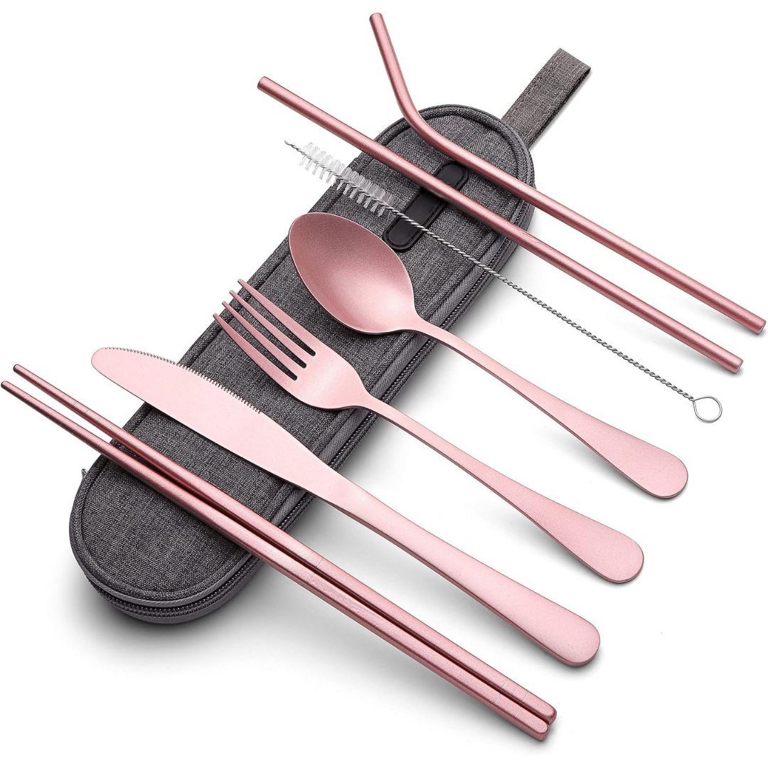 Essential Travel Cutlery Set | Portable Stainless Steel Utensils with Waterproof Case | Convenient Dining for On-the-Go Eating 4