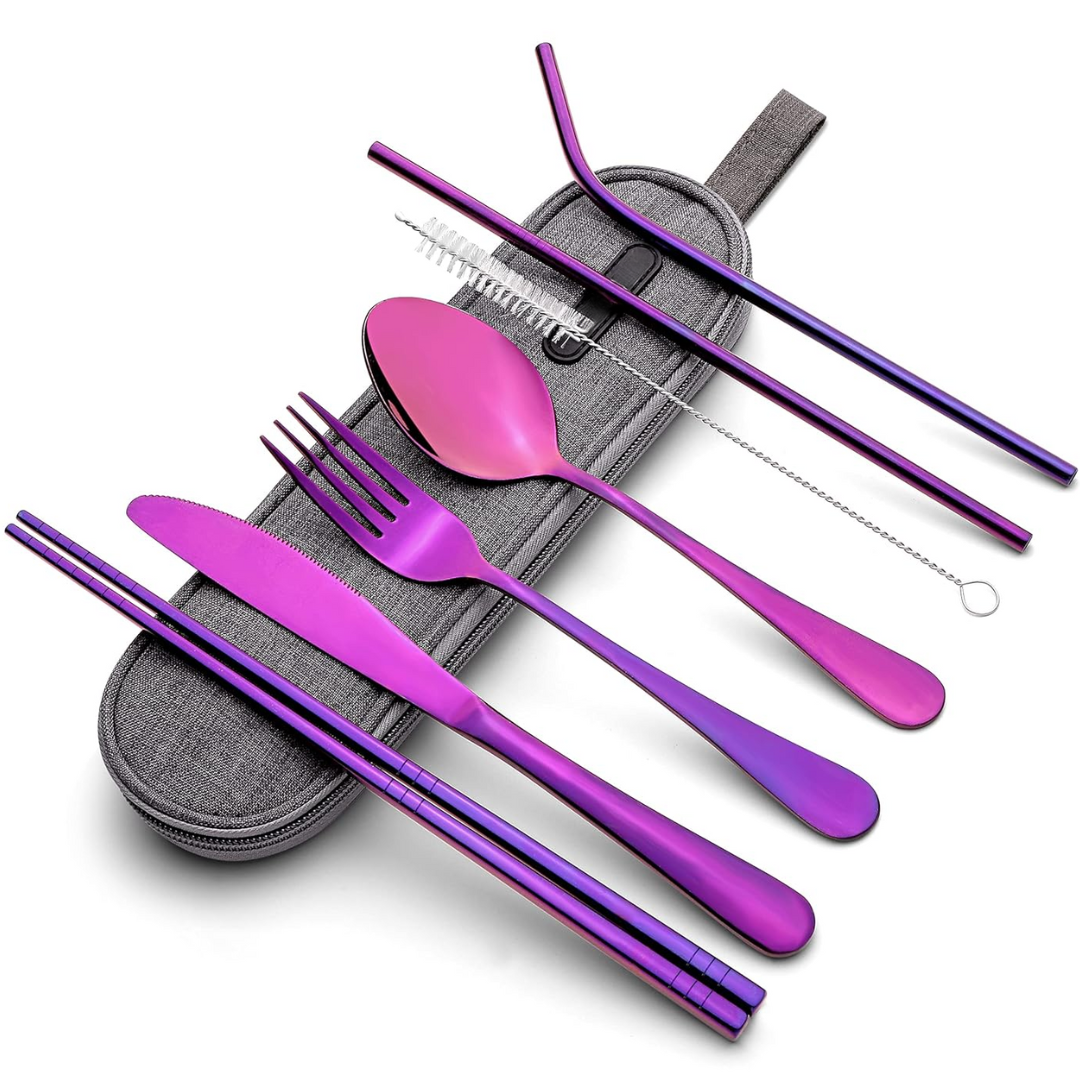 Essential Travel Cutlery Set | Portable Stainless Steel Utensils with Waterproof Case | Convenient Dining for On-the-Go Eating 5