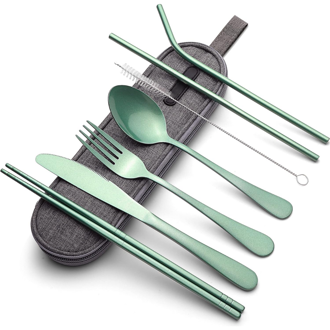 Essential Travel Cutlery Set | Portable Stainless Steel Utensils with Waterproof Case | Convenient Dining for On-the-Go Eating 6