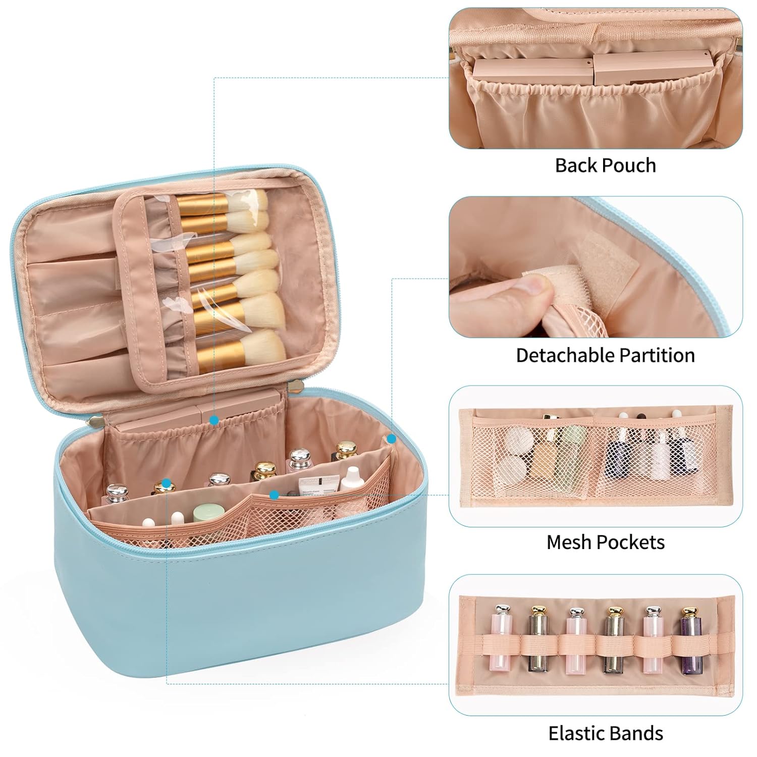 Essential Travel Makeup Organizer with Adjustable Dividers | Spacious Design for On-the-Go Beauty 4