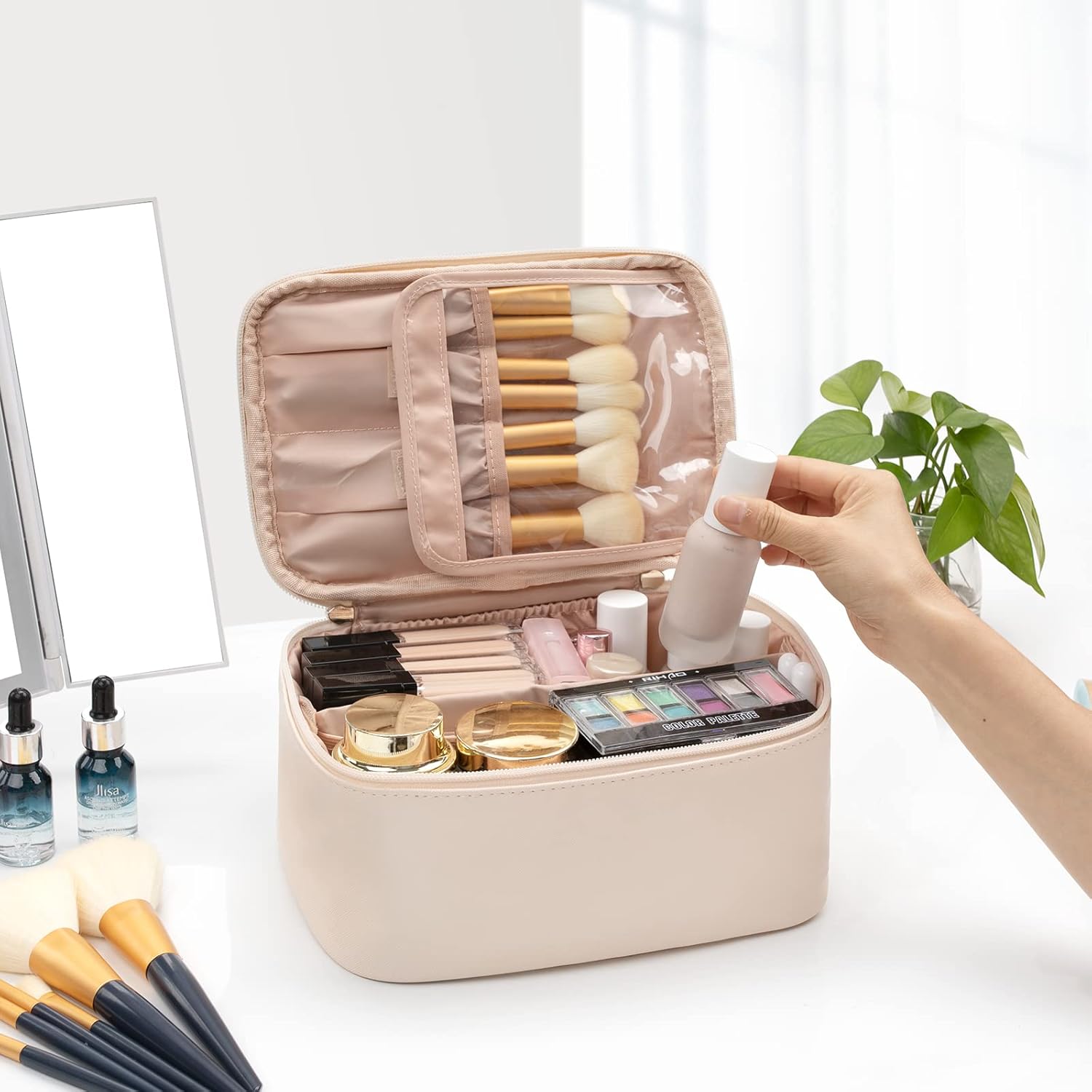 Essential Travel Makeup Organizer with Adjustable Dividers | Spacious Design for On-the-Go Beauty 7