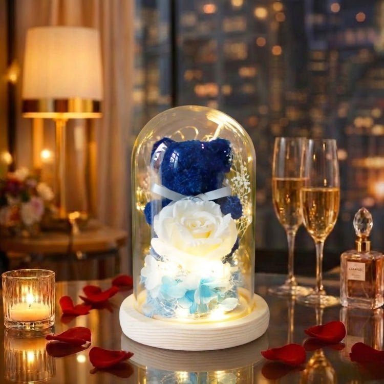 Eternal Rose Bear | Glass Dome Lamp with Soft LED Lighting | Elegant Decor for Romantic Occasions 4