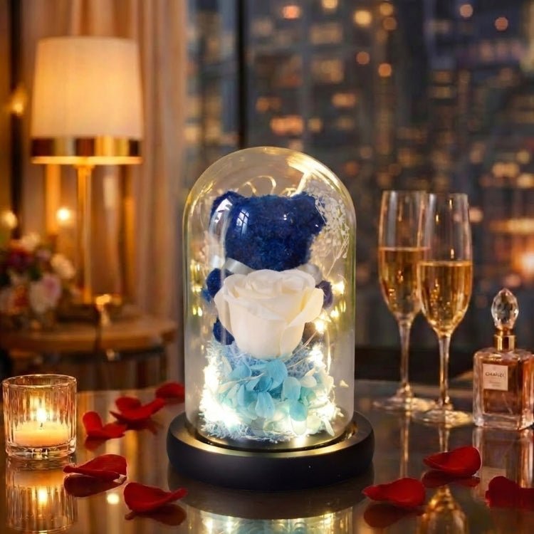 Eternal Rose Bear | Glass Dome Lamp with Soft LED Lighting | Elegant Decor for Romantic Occasions 5