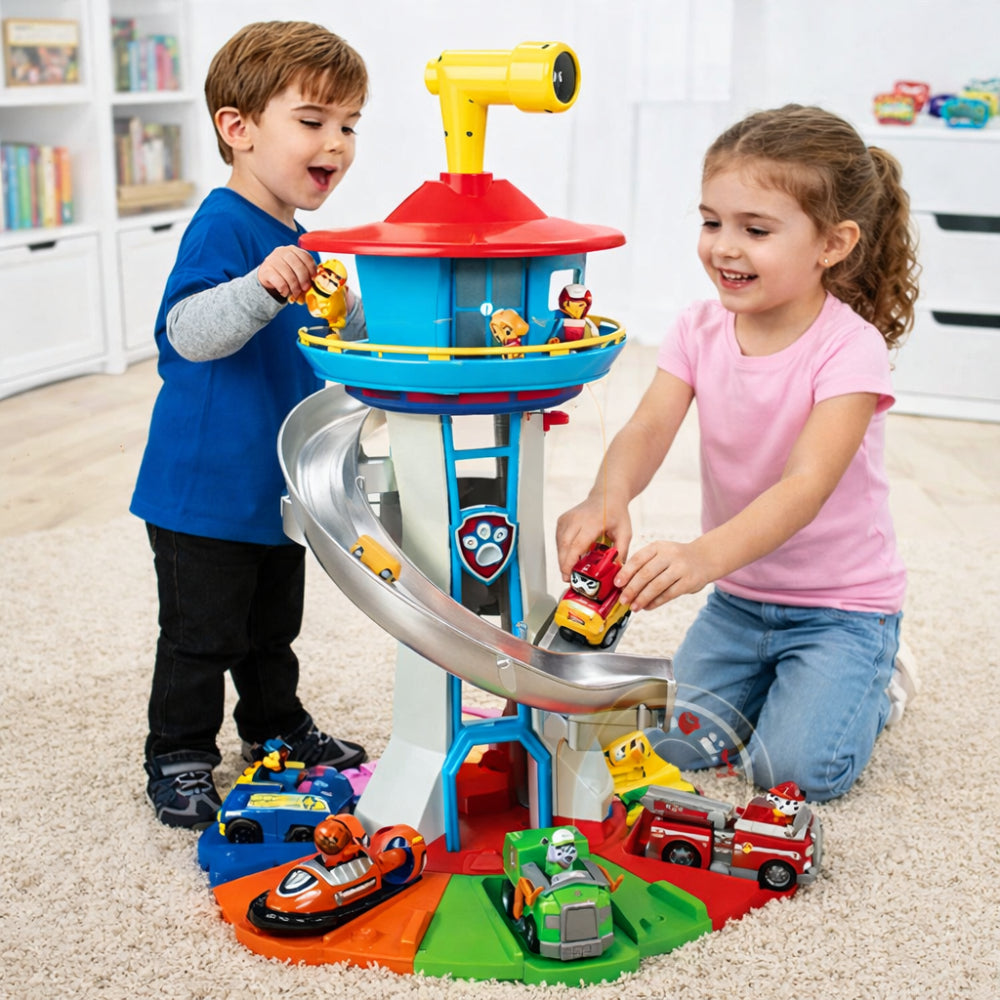 Exciting Kids Toy Car Playset | Slide Tower Racing Track with Tool-Free Setup | Imaginative Fun for Ages 4+ 0