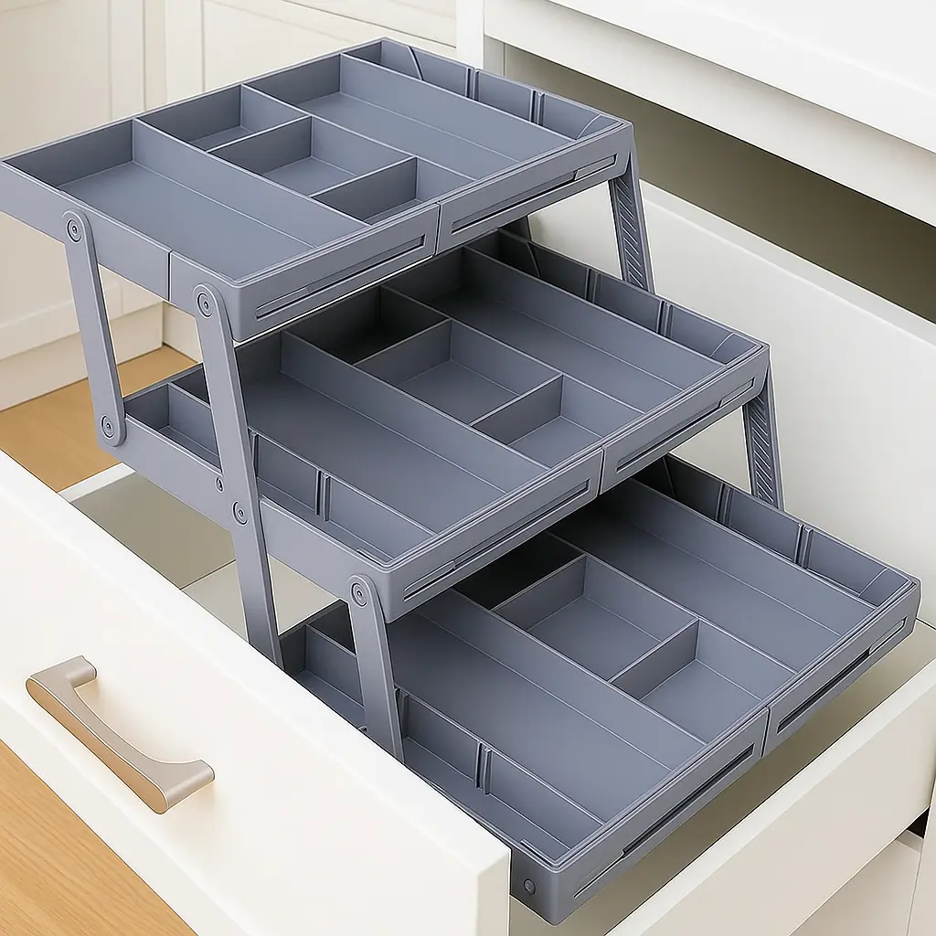 Expandable Drawer Organizer | Kitchen Drawer Organizer with 12 Adjustable Dividers | Space-Saving Design for Custom Organization 0