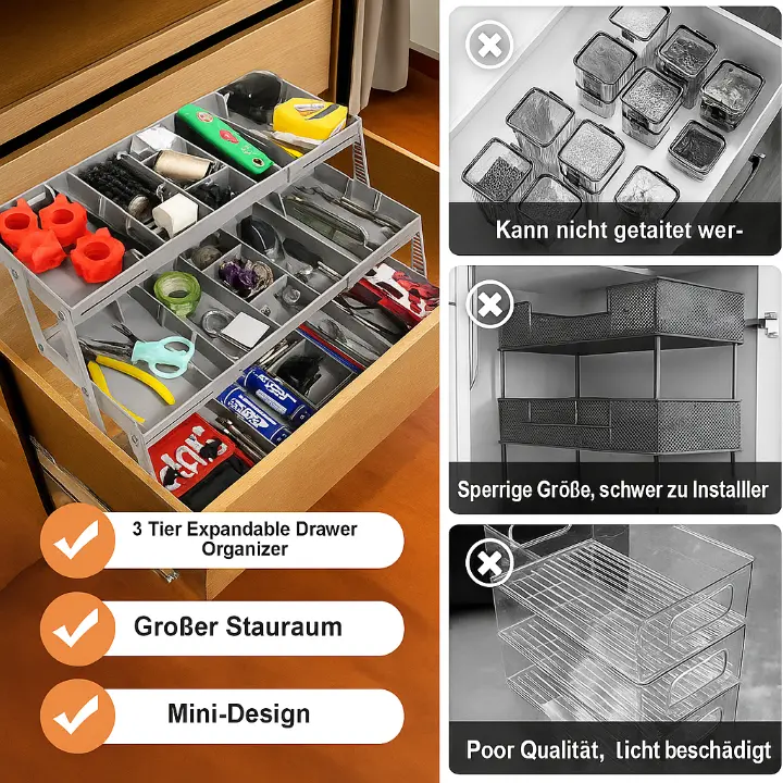 Expandable Drawer Organizer | Kitchen Drawer Organizer with 12 Adjustable Dividers | Space-Saving Design for Custom Organization 4