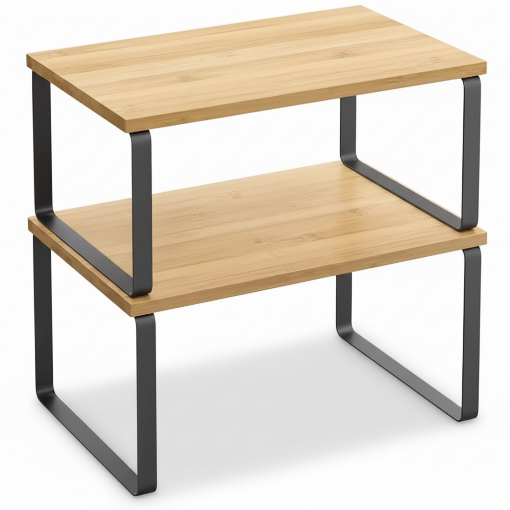Expandable Kitchen Shelf Organizer with Stackable Design | Space-Saving Storage Solution for Clutter-Free Cabinets 0