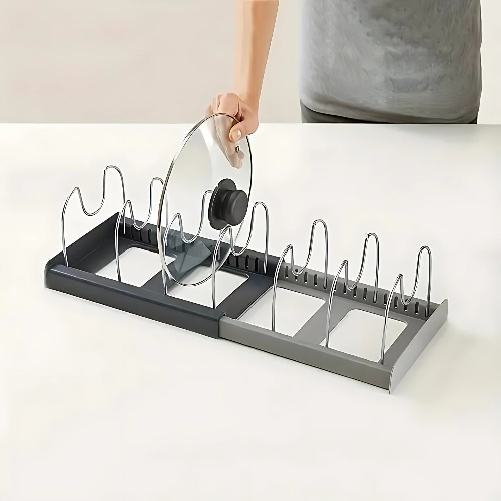 Expandable Pot and Pans Organizer Rack with Adjustable Design | Space-Saving Solution for Cookware 0