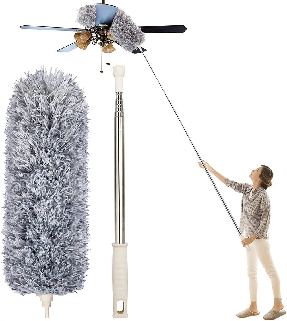 Extendable Microfiber Duster with Flexible Head for High Ceilings | Telescopic Cleaning Tool for Effortless Dusting 0