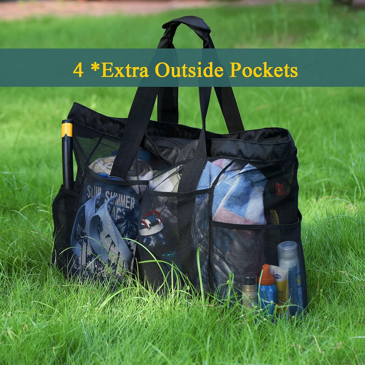 Extra-Large Waterproof Beach Tote with Zipper & Sandproof Mesh | Family-Friendly Bag for Organized Outings 5