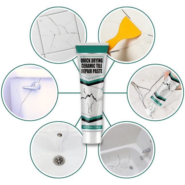 Bathtub Repair Kit, Tile Repair Kit with Ceramic Filler Paste, Tile Grout Repair for Cracks in Sink and Shower