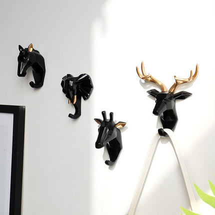 Animal Head Wall Hooks, Hand Carved Resin Wall Decor – image 5