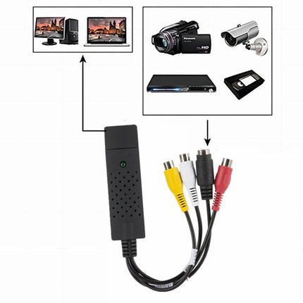 VHS to Digital File Converter, USB 2.0 Video Capture Device for VHS Tapes, DVDs, V8 and Hi-8 Home Movies with Editing Software
