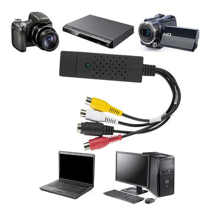VHS to Digital File Converter, USB 2.0 Video Capture Device for VHS Tapes, DVDs, V8 and Hi-8 Home Movies with Editing Software