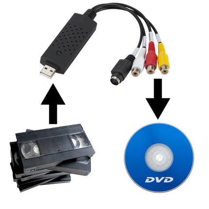 VHS to Digital File Converter, USB 2.0 Video Capture Device for VHS Tapes, DVDs, V8 and Hi-8 Home Movies with Editing Software