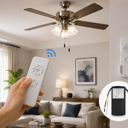 Ceiling Fan Light Remote Control, Universal Ceiling Fan Remote Control Kit, Smart Fan Controller with WiFi App Timer